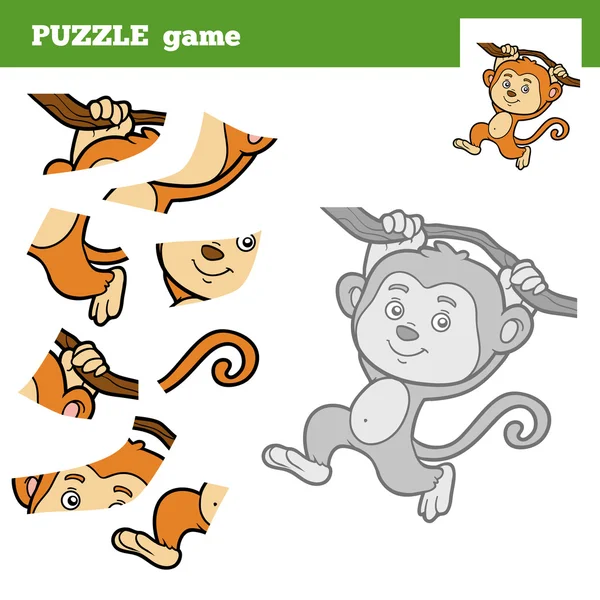 Puzzlespiel für Kinder, Affe — Stockvektor