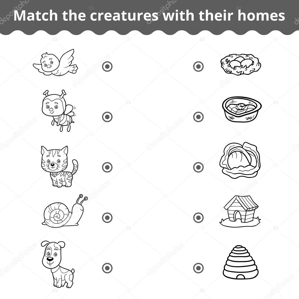 Matching game for children, animals and their homes Stock Vector Image by  ©ksenya_savva #105170956