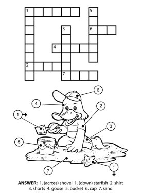 Vektör renksiz bulmaca. Sahilde kaz