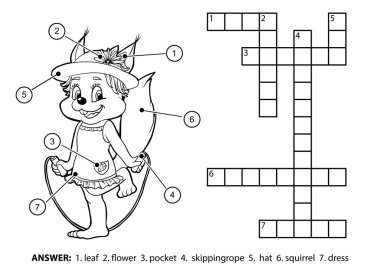 Vektör renksiz bulmaca. Sincap ip atlama