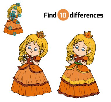 Farklılıkları bul, çiçekli küçük prenses