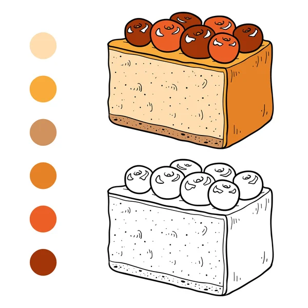색칠 하기 책, 체리 열매와 벡터 치즈 — 스톡 벡터