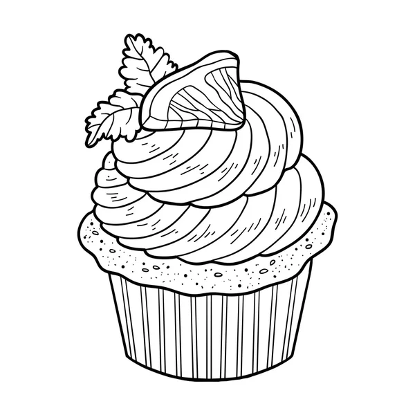 Livre à colorier, cupcake vectoriel au citron — Image vectorielle