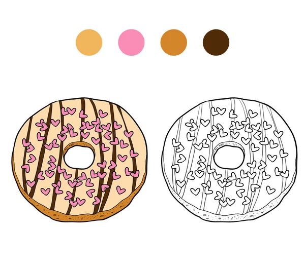 Livre de coloriage pour enfants, donut vectoriel — Image vectorielle