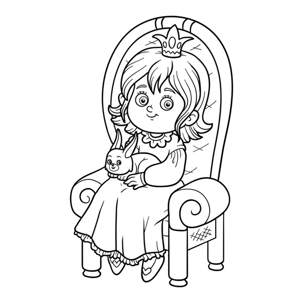 Раскраска, принцесса, сидящая на троне — стоковый вектор