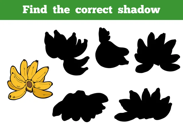 Encontre a sombra correta, conjunto vetorial de banana —  Vetores de Stock