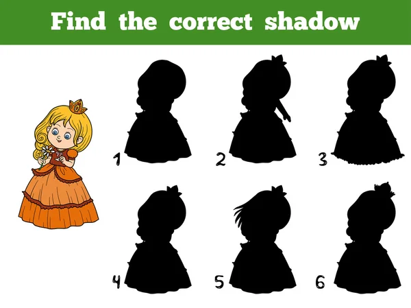 Find the correct shadow, little princess with a flower — Stock vektor