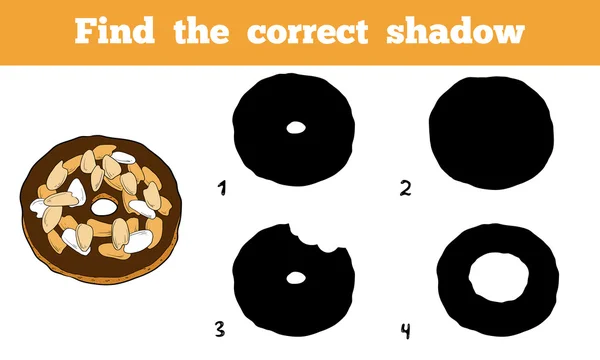 Find the correct shadow. Vector cartoon donut — Διανυσματικό Αρχείο