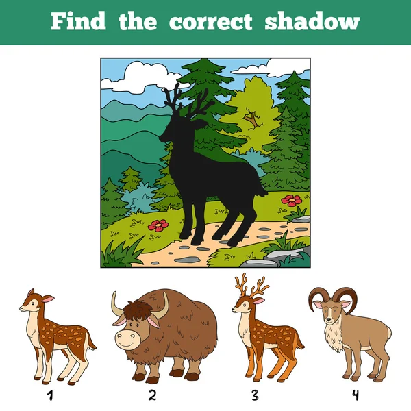 Find the correct shadow. Find animal by shadow — Stock vektor