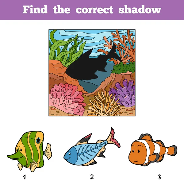 Find the correct shadow. Find fish by shadow — Διανυσματικό Αρχείο