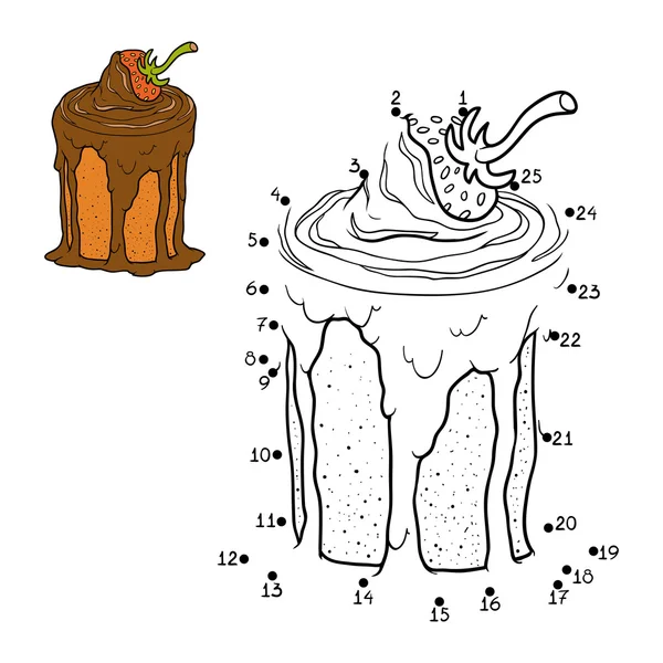 数字ゲーム、イチゴとベクトルチョコレートケーキ — ストックベクタ