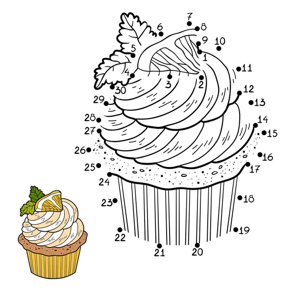 Számok játék gyerekeknek, vektor cupcake citrommal — Stock Vector