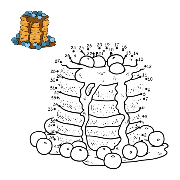 Lek med siffror, vektor pannkakor med blåbär — Stock vektor