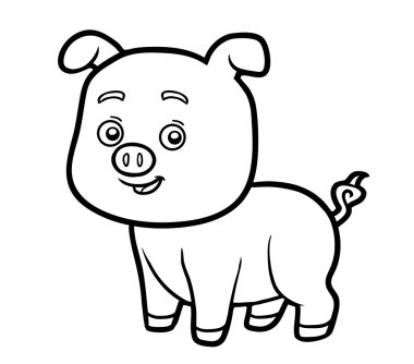 Coloring book for chilren, little pig clipart