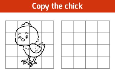 Çocuklar için resmi kopyalayın. Hayvan karakterler, piliç