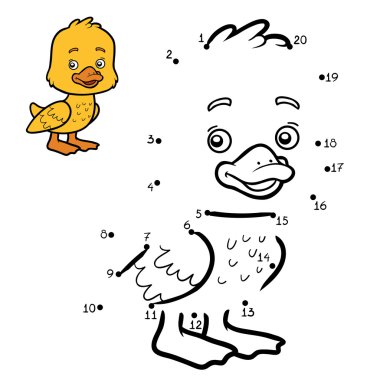 Sayı oyunu, nokta-nokta eğitim çocuklar için oyun. Küçük ördek