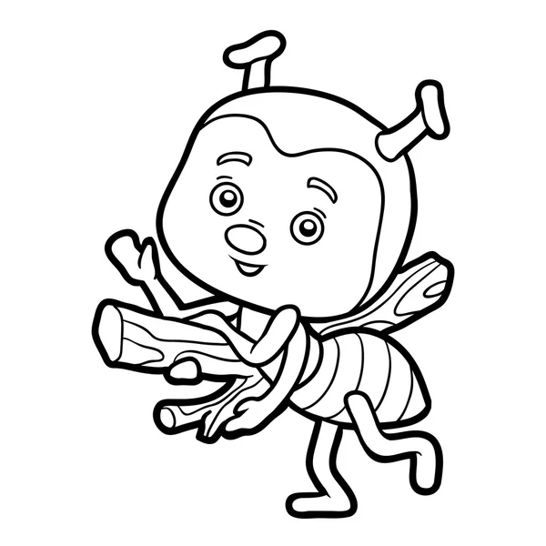 Coloring book for chilren, little ant — Stock Vector