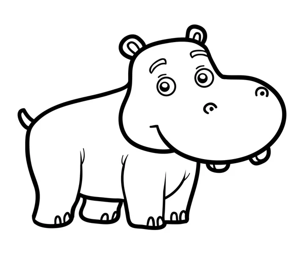 Livre à colorier pour enfant, petit hippopotame — Image vectorielle