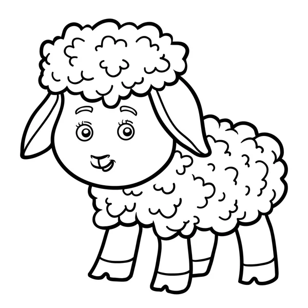 Книжка раскрасок для детей, овечка — стоковый вектор