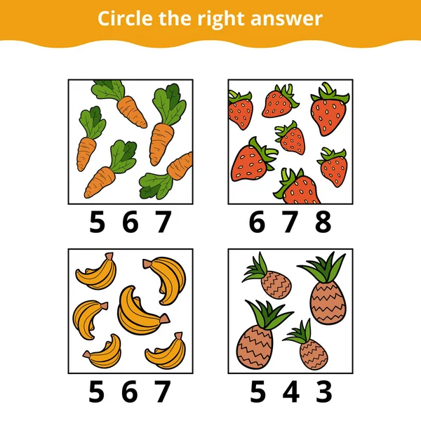 Počítání hra pro děti o ovoce a zeleninu — Stockový vektor