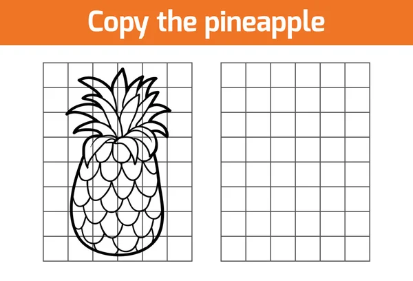 Kopieer de afbeelding. Fruit en groenten, ananas — Stockvector