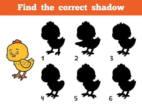 Trouvez la bonne ombre. Petite poulette — Image vectorielle