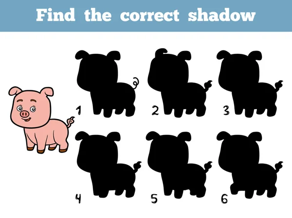 Encuentra la sombra correcta. Cerdito. — Vector de stock