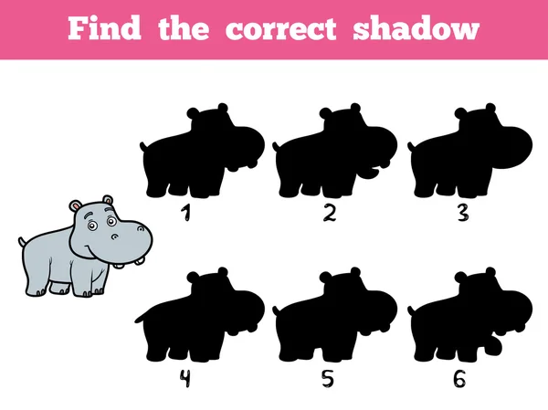 Find the correct shadow. Little hippo — Stock Vector