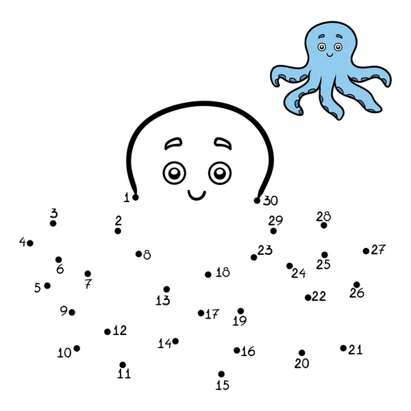Getallen spel voor kinderen. Kleine octopus — Stockvector