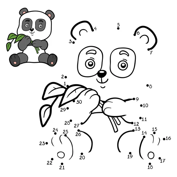 Παιχνίδι αριθμών, εκπαίδευση-να τελεία-τελεία που είναι παιχνίδι για τα παιδιά. Μικρό panda — Διανυσματικό Αρχείο