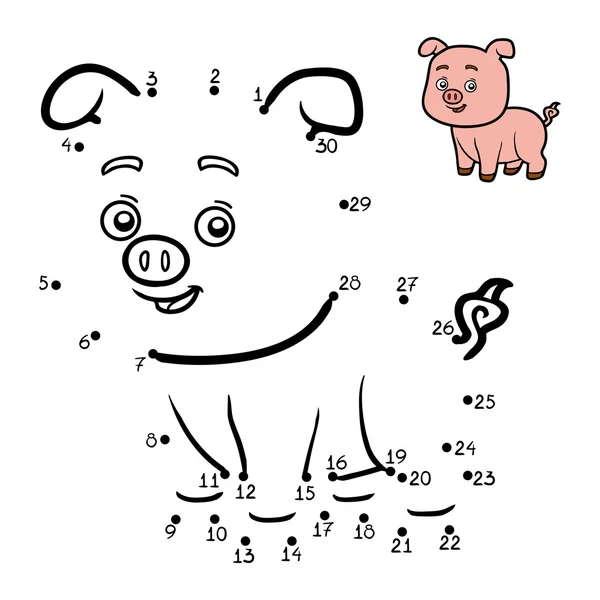 Numbers game for children. Little pig — Stock Vector