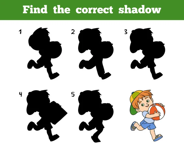 Encontrar diferencias para niños. Niño con una pelota — Vector de stock