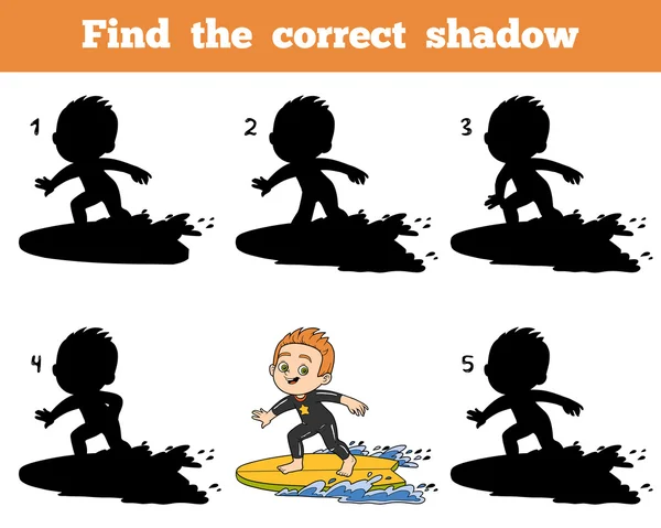 Trouver la bonne ombre, un garçon sur un surf — Image vectorielle