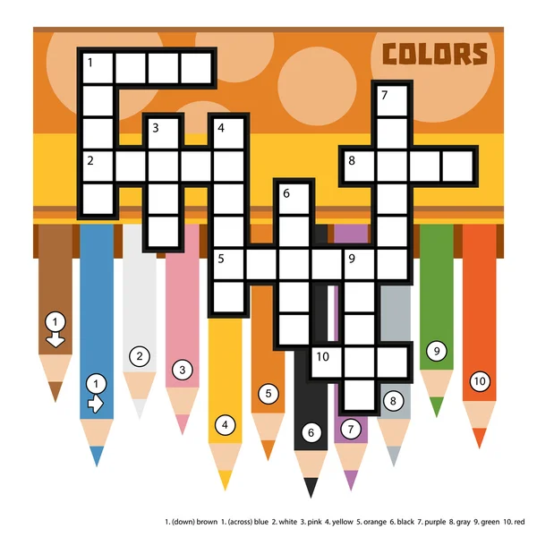 Crucigrama de color vectorial con lápices de colores — Vector de stock