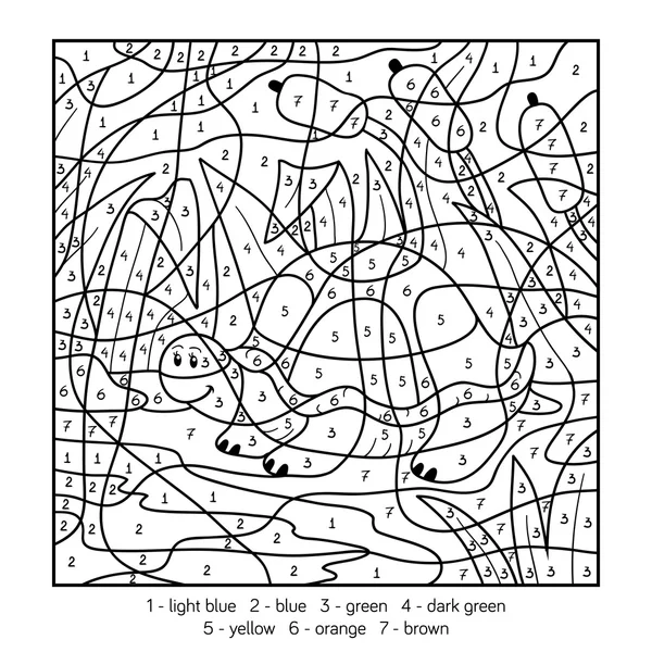 Color por número, tortuga — Archivo Imágenes Vectoriales