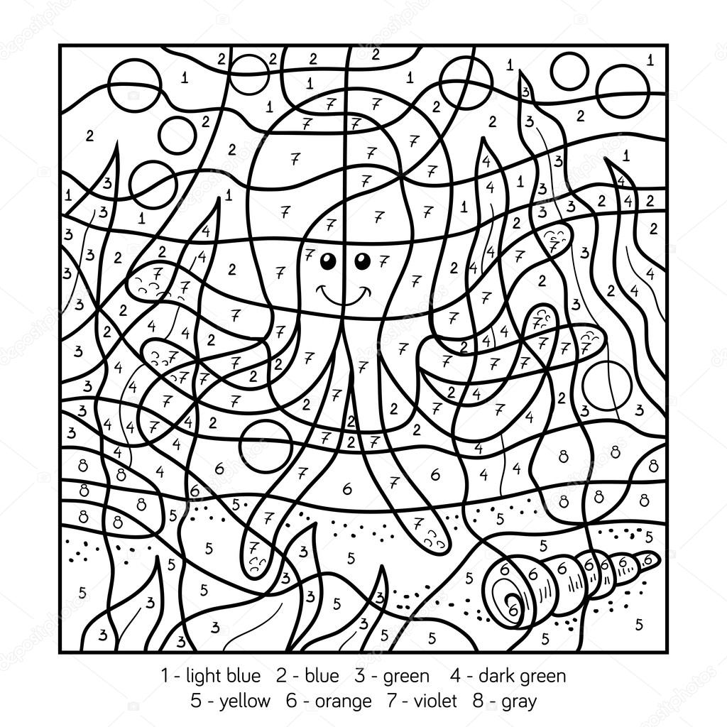 Color by number, octopus Stock Illustration by ©ksenya_savva #115308226