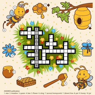 Vector color crossword about honey and bees clipart