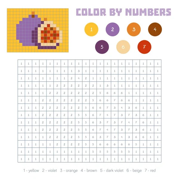 숫자, 과일 및 야채, 무화과별 색상 — 스톡 벡터