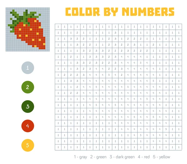 Kolor według liczby, owoce i warzywa, truskawka — Wektor stockowy