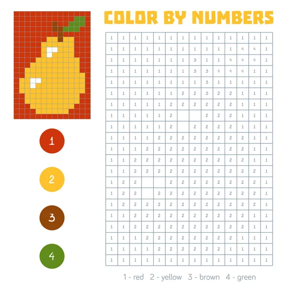 Barva podle počtu, ovoce a zeleniny, hruška — Stockový vektor
