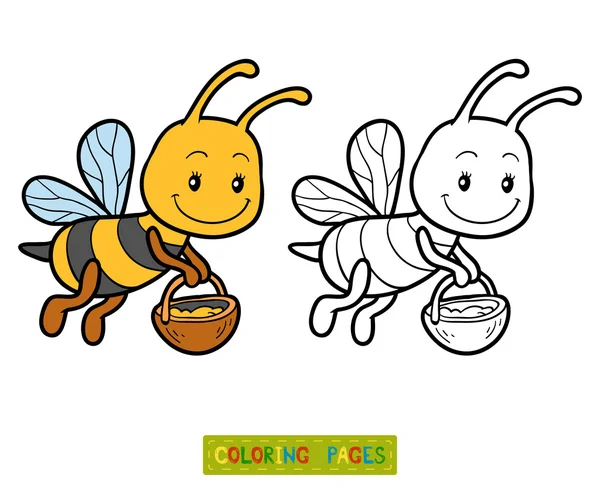 着色书，着色页与小蜜蜂 — 图库矢量图片