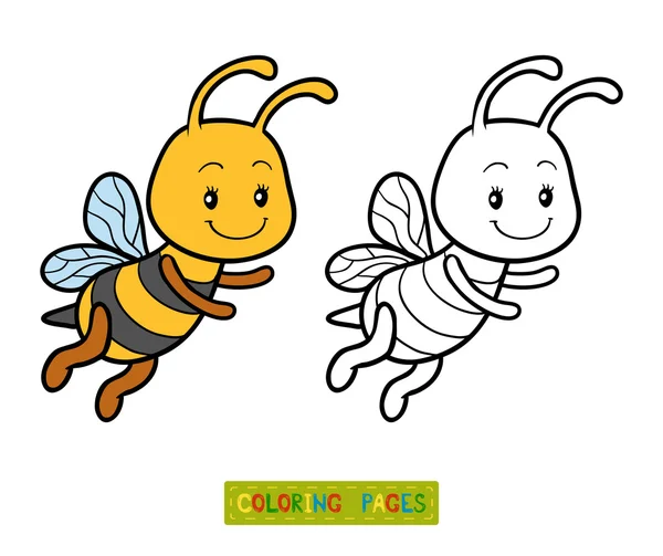 Coloring book, coloring page with a small bee — Stock Vector