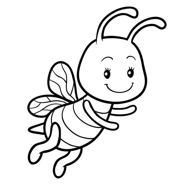 Kleurboek, kleurplaten pagina met een kleine Bee — Stockvector