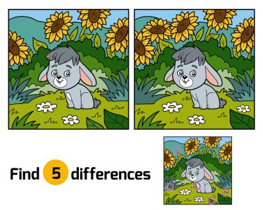 Çocuklar, tavşan ve arka plan için fark bul