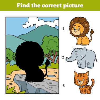 Doğru resmi bulun. Küçük aslan ve arka plan