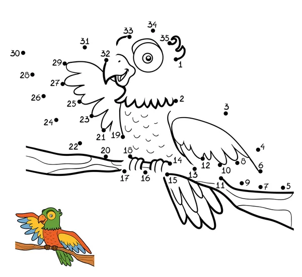 Spel van de nummers, Parrot — Stockvector