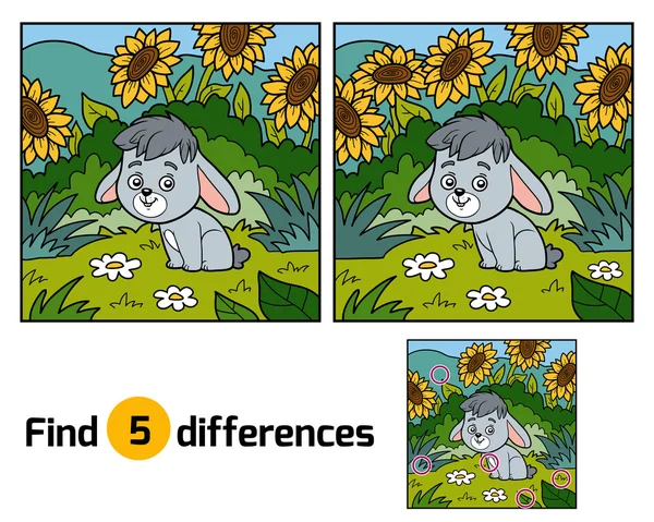 Encontrar diferencias para niños, conejo y fondo — Vector de stock