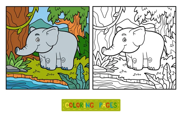 Livro para colorir, elefante e fundo — Vetor de Stock