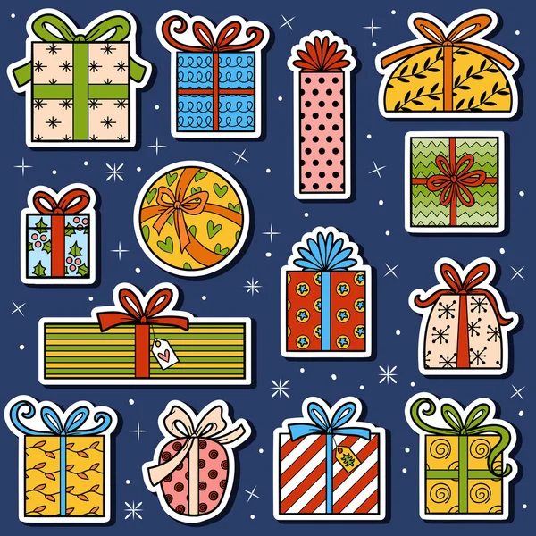 Vector de color conjunto de regalos de Navidad — Archivo Imágenes Vectoriales