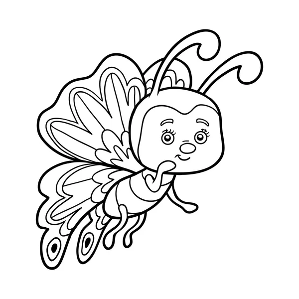 Книжка раскраски, Бабочка — стоковый вектор